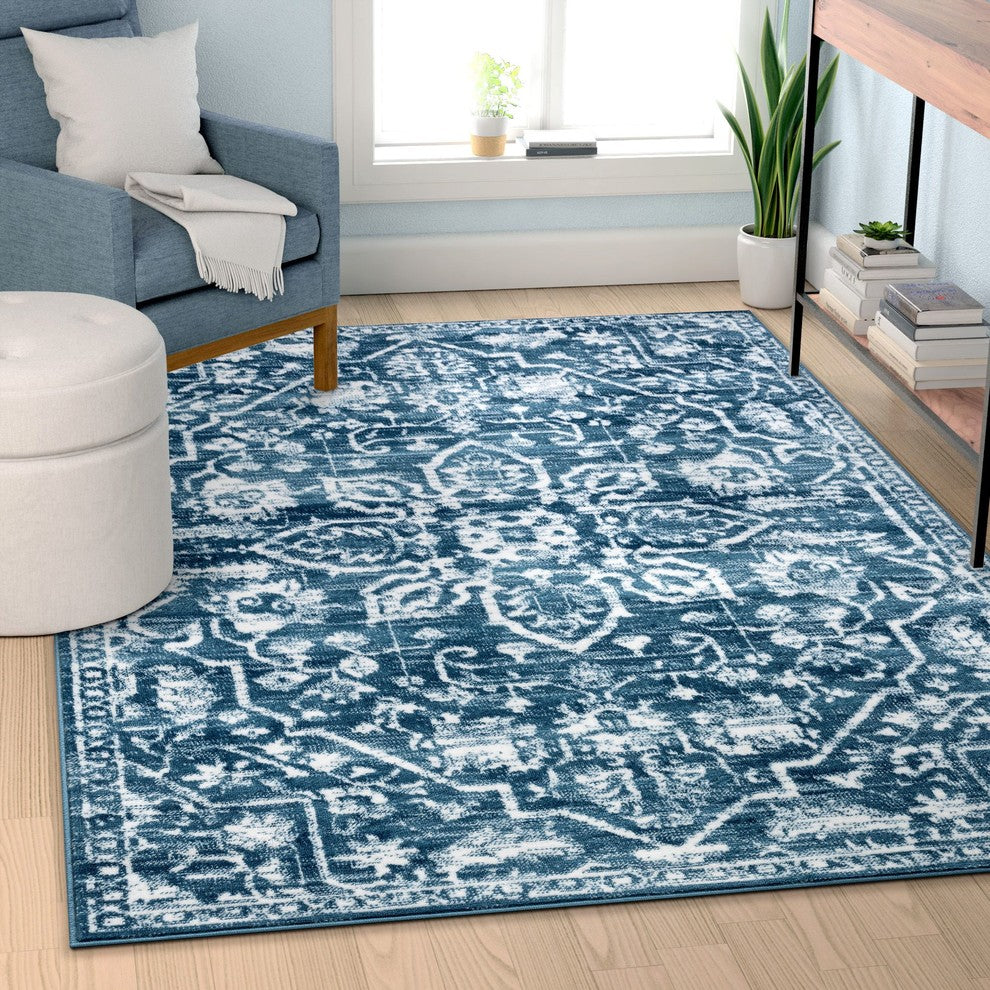 Well Woven Dazzle Disa Light Blue Vintage Oriental 7''3"x9"3" Area Rug