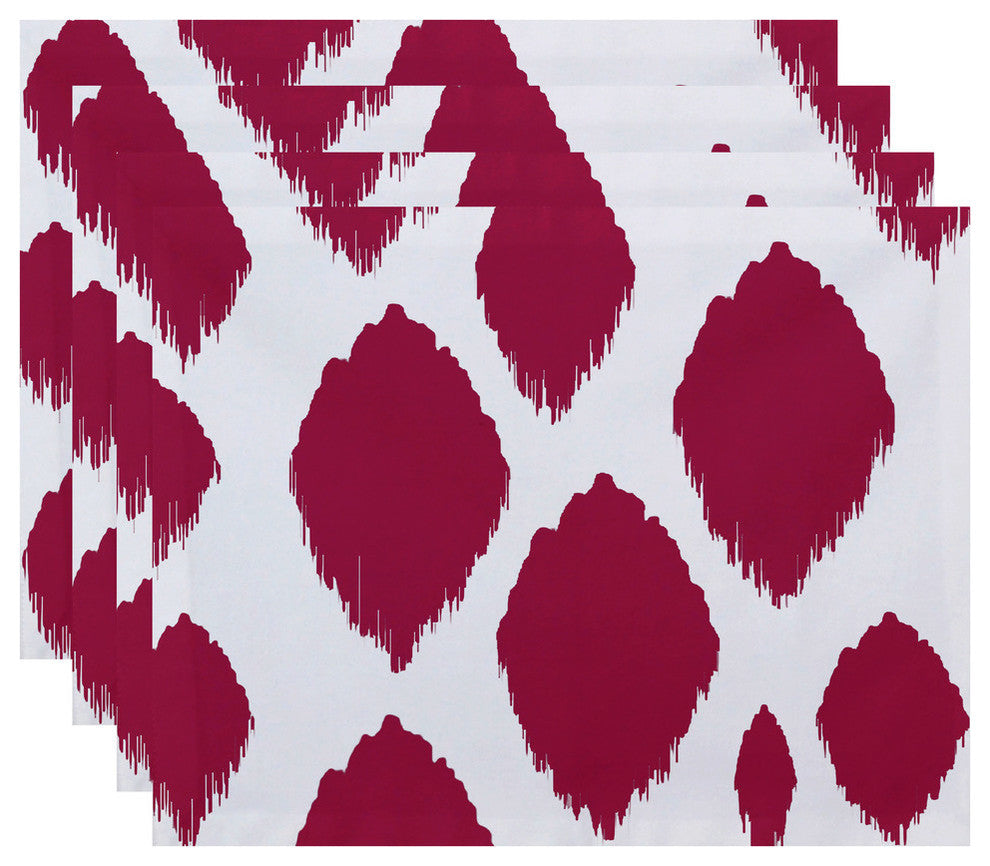 Abstract Decorative Placement, Fushia, Set of 4