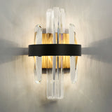 LNC Combrocollia 7" Modern LED Crystal Glass Wall Sconce, Black/Brass