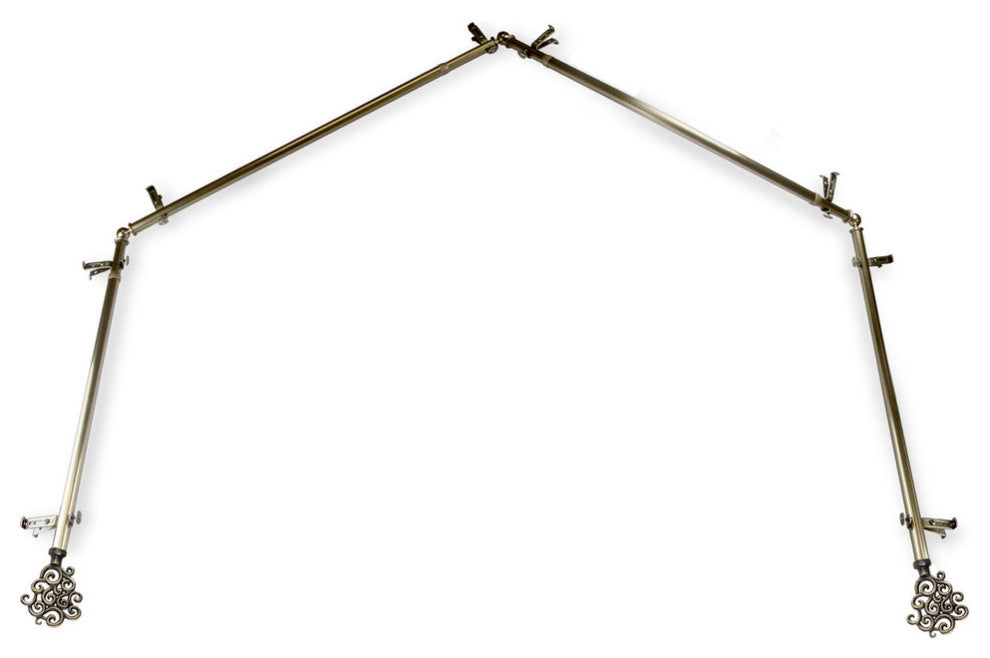 Fabritio 13/16" 4-Sided Bay Window Curtain Rod, Antique Brass