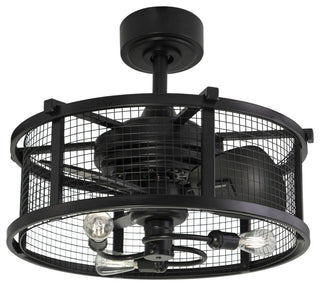 Humboldt Farmhouse Cage Ceiling Fan With LED Light Kit Remote, Black