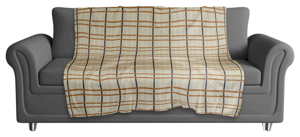 Cream Fall Plaid 50x60 Sherpa Fleece Blanket