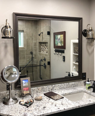 Ventura Framed Wall Mirror, Pewter, 36"x42"
