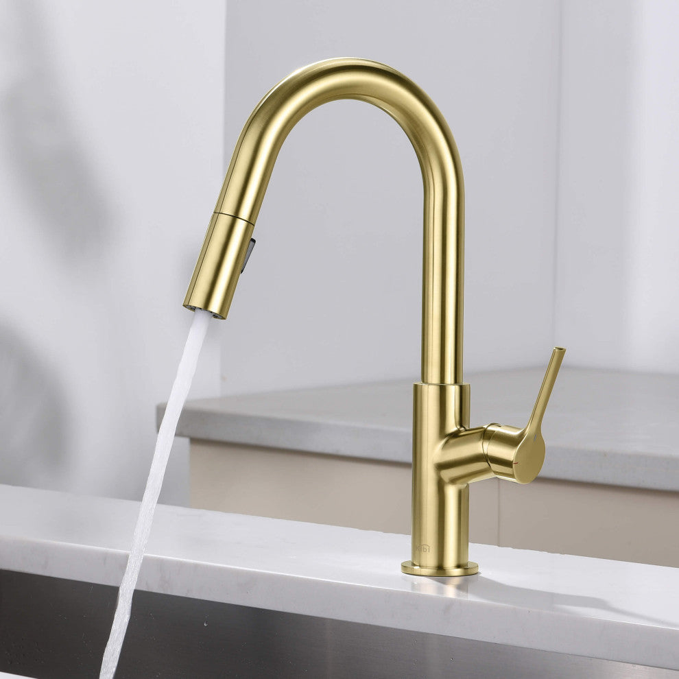 Fusion Single Handle Pull Down Kitchen & Bar Sink Faucet, Brushed Gold