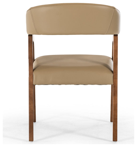 HomeRoots 31" Taupe Leatherette and Walnut Wood Dining Chair