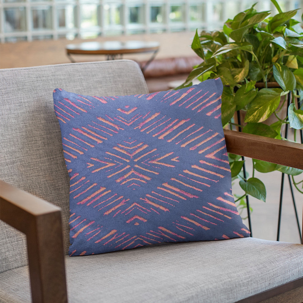 Plutus Blue Hypno Abstract Luxury Throw Pillow, 18"x18"