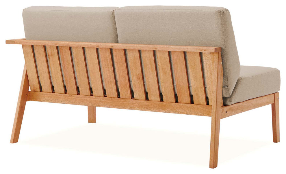 Sedona Outdoor Patio Eucalyptus Wood Left-Facing Loveseat - Natural Taupe