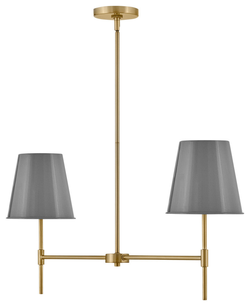 Lark 83445 Blake 2 Light 36"W Linear Chandelier - Lacquered Brass / French Gray