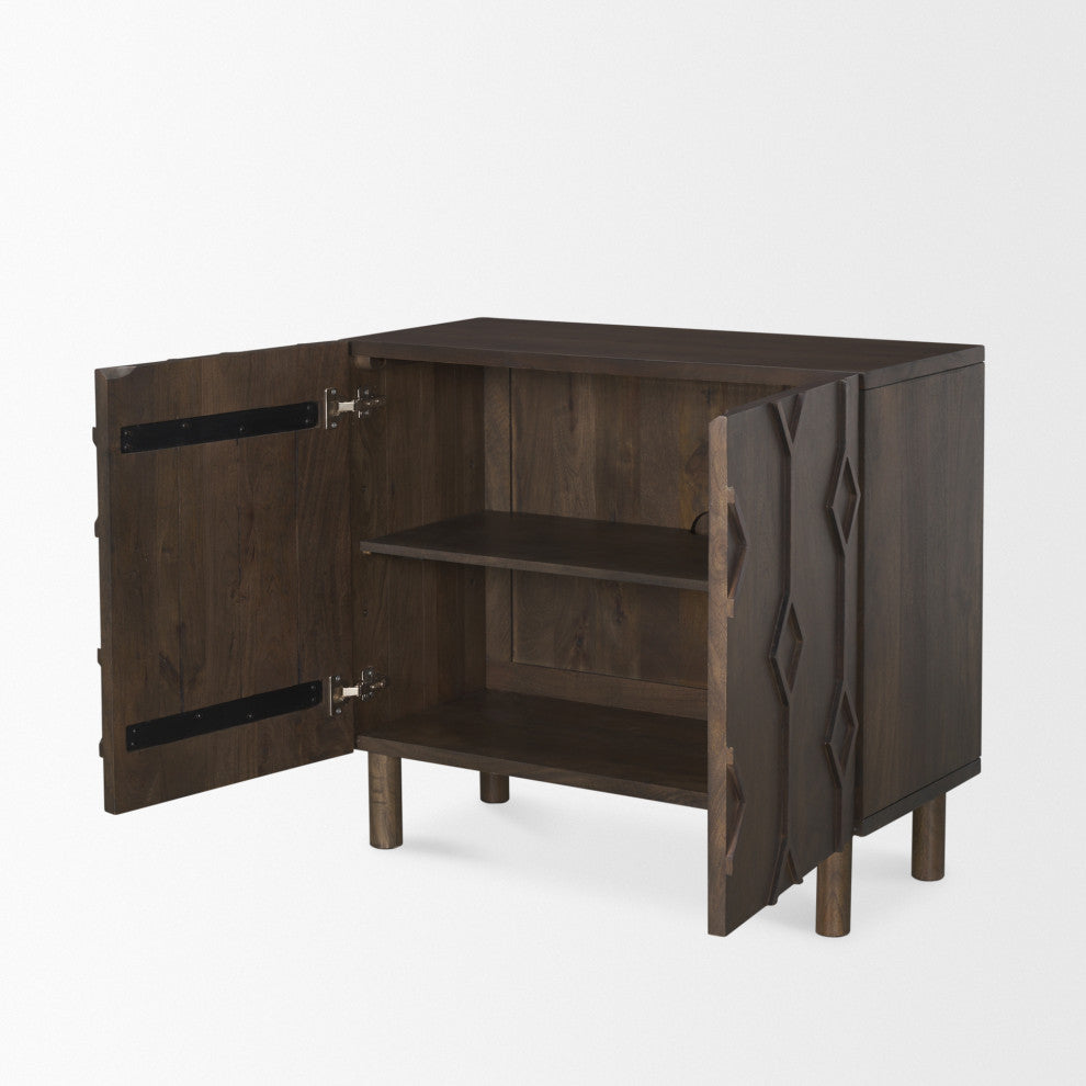 Heera Dark Brown Diamond Motif With Shelf Accent Cabinet