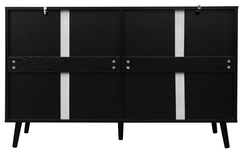 Modern 6 Drawer Dresser Wood Cabinet, Black