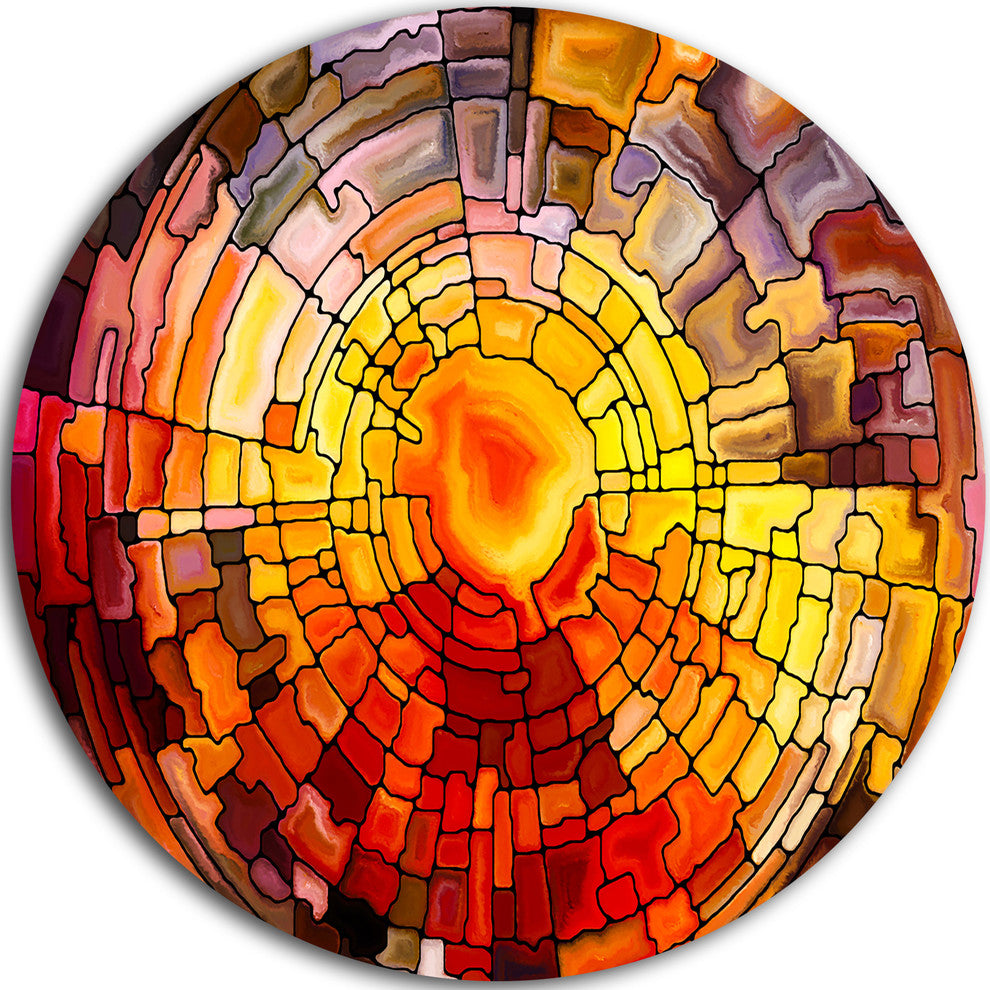 Return Of Stained Glass, Contemporary Round Metal Wall Art, 11"