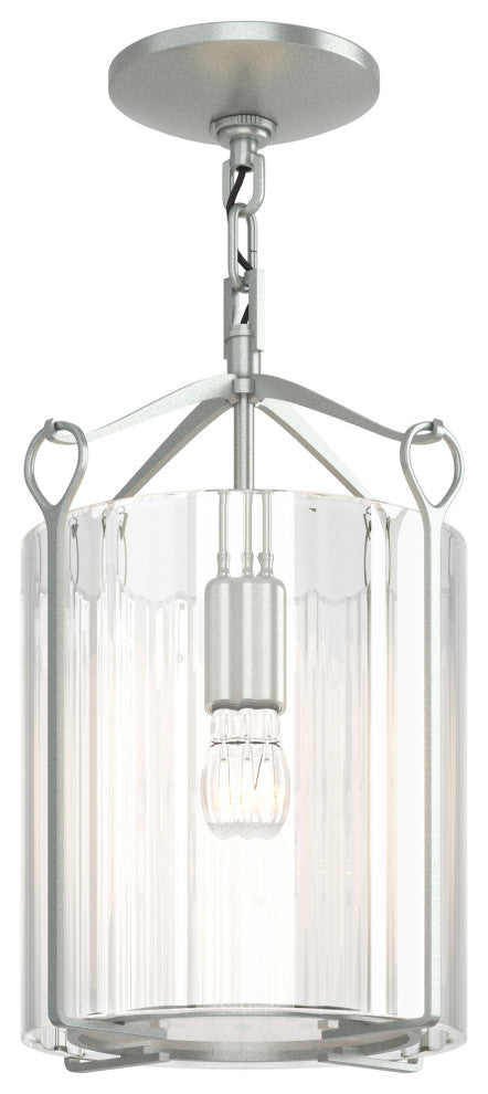 Bow Semi-Flush, Vintage Platinum Finish, Clear Fluted Glass