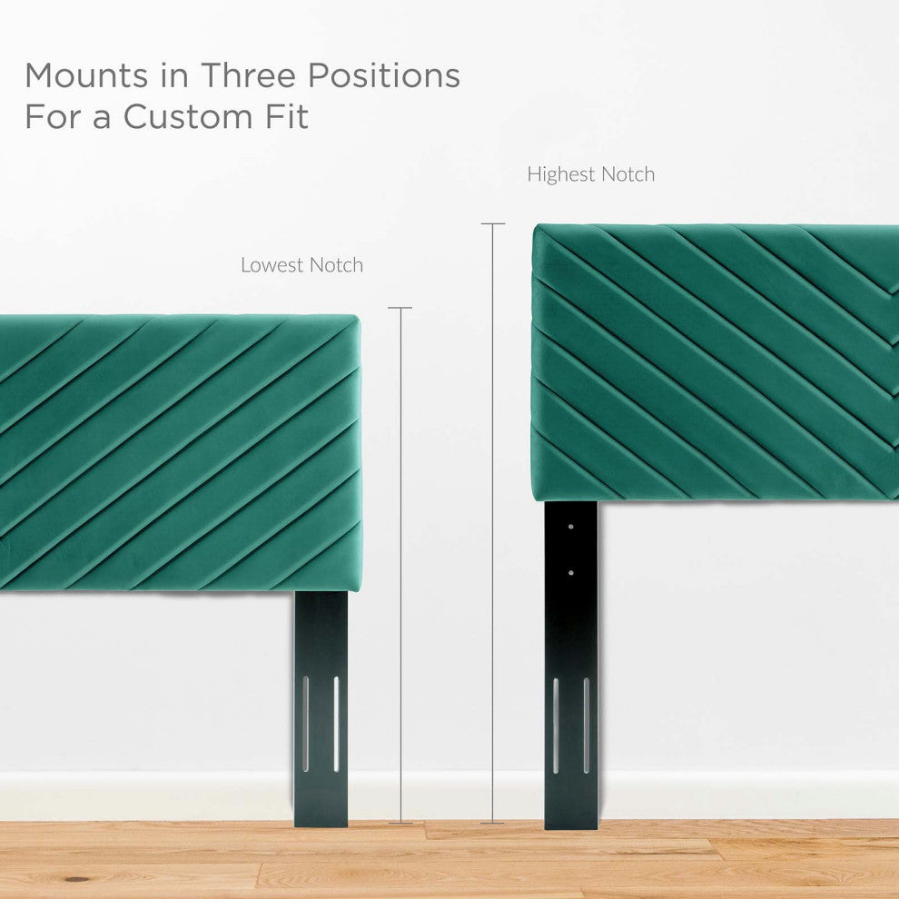 Tufted Headboard, King Size, Velvet, Teal Blue, Modern Contemporary, Bedroom