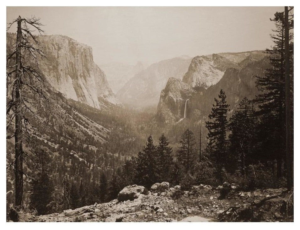 "Yosemite Valley, Inspiration Pt. Mariposa Trail, 1865-1866" Paper Art, 24"x19"