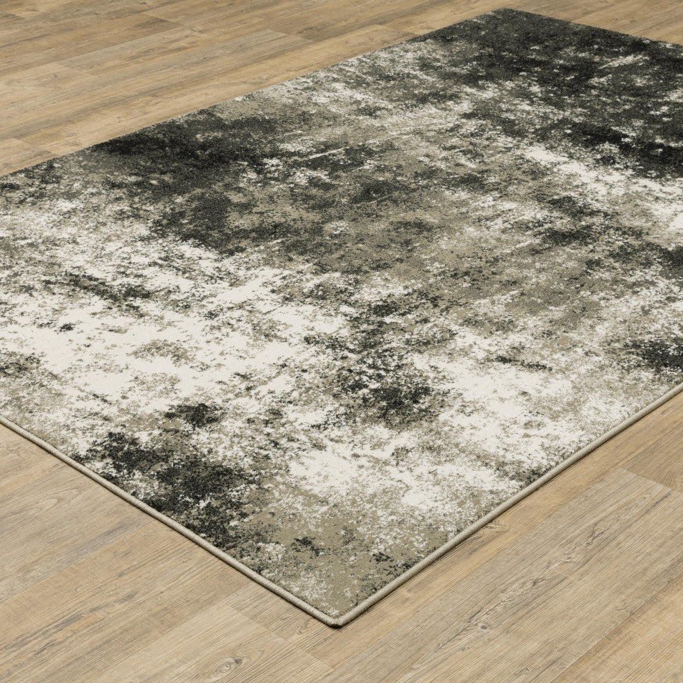 Vander Casual Abstract Power-Loomed Area Rug, Charcoal/Beige, 9'10"x12'10"
