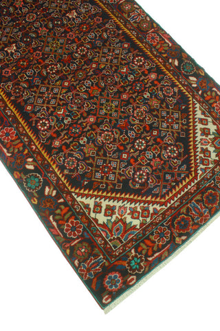 Fine Vintage Distressed Fadel Navy/Red Runner, 3'4 x 9'7