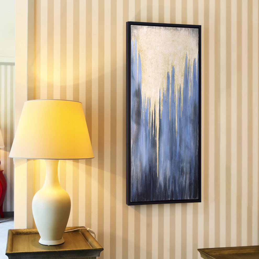Snowy Drip 1 Textured Metallic Hand Painted Framed Wall Art by Martin Edwards