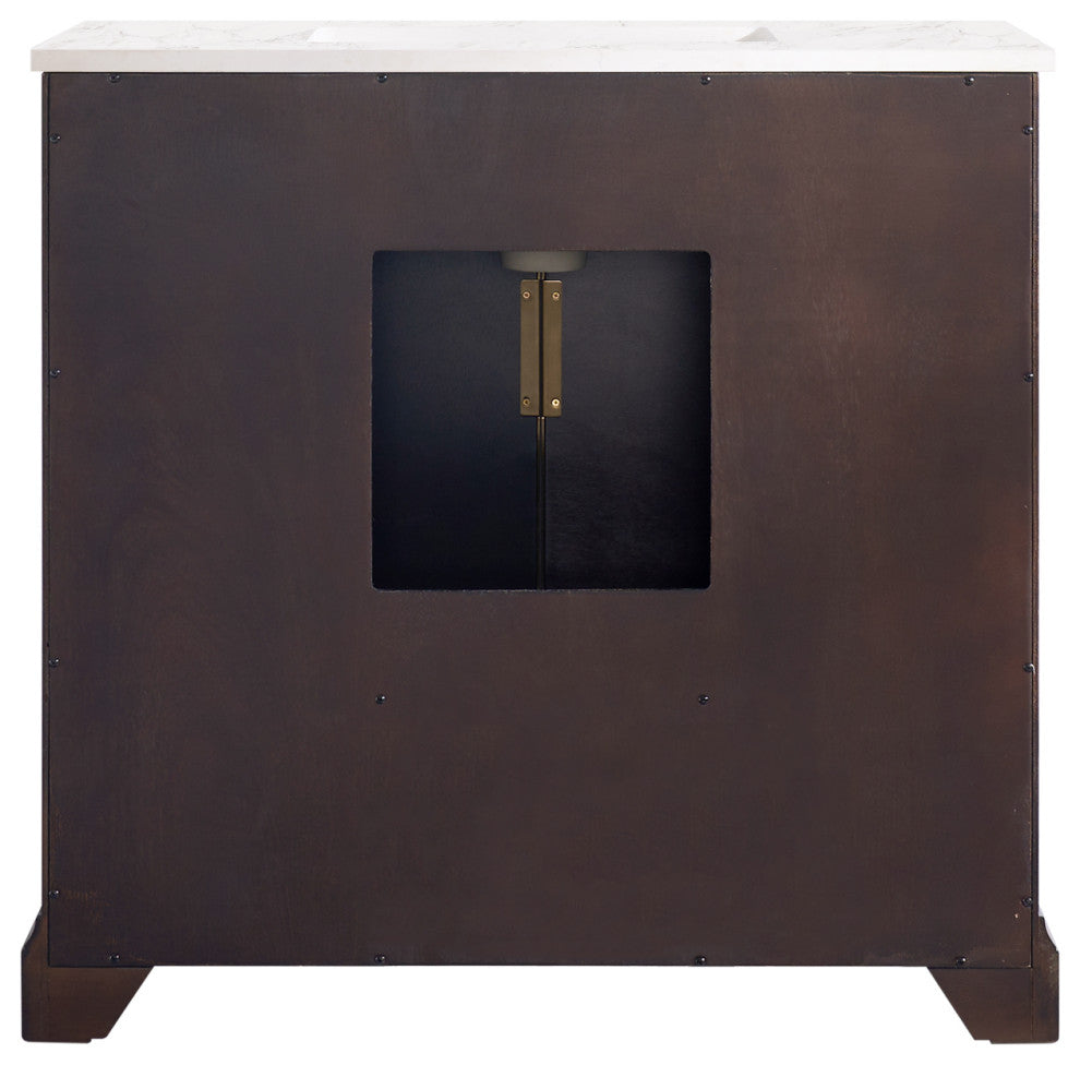 Grace Freestanding Bathroom Vanity with Quartz Top, Espresso, 36"