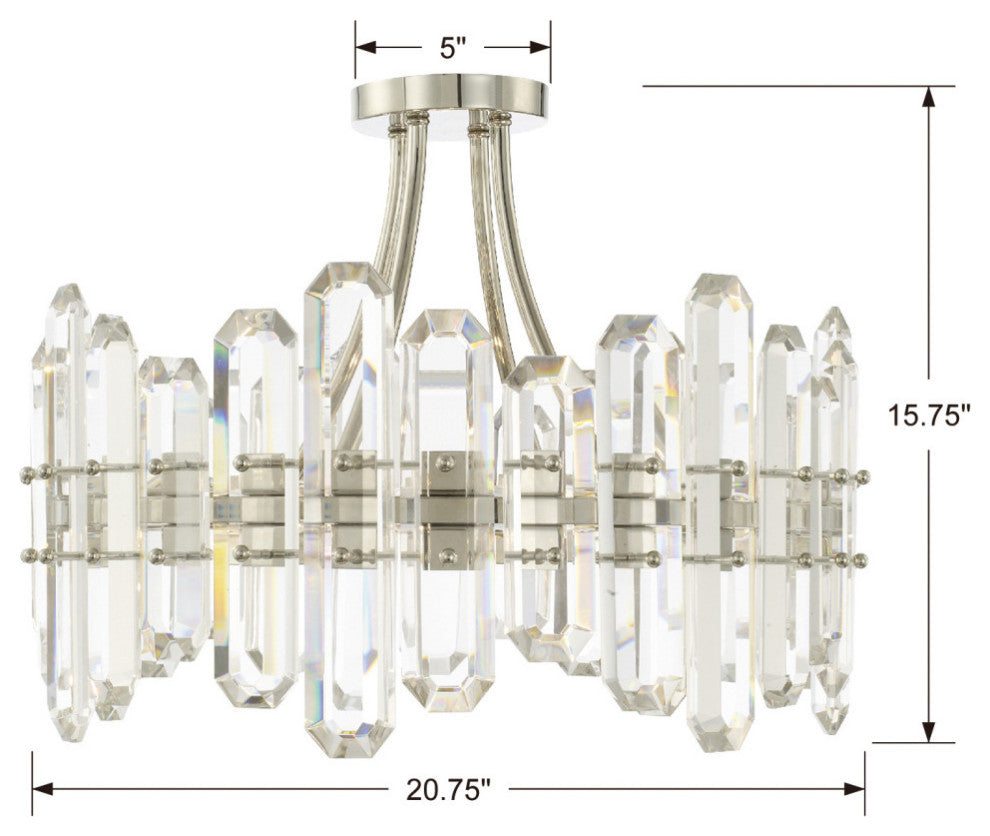 Crystorama BOL-8884-PN, 4-Light Ceiling Mount, Polished Nickel