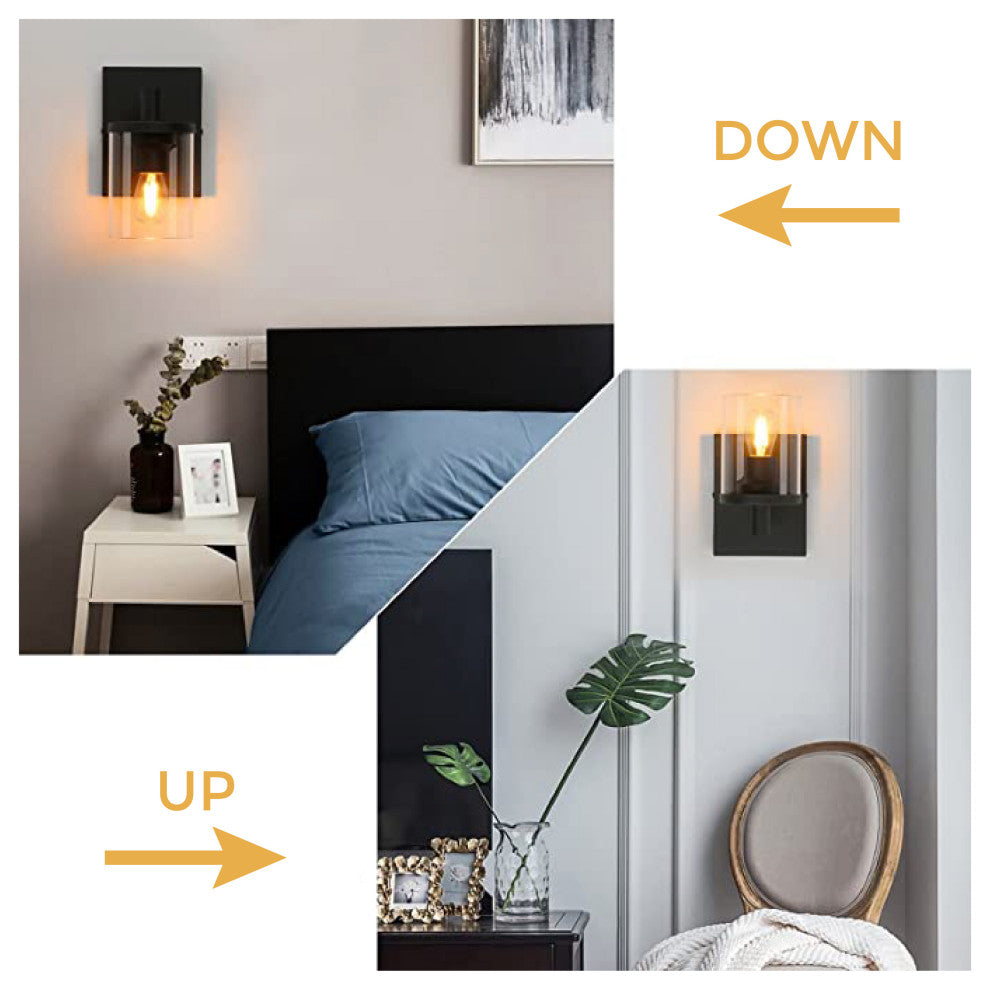 1-Light hallway light wall Black wall sconce Metal wall mounted light fixture