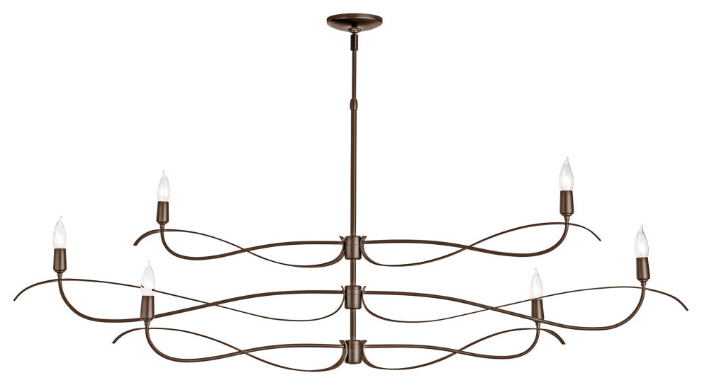 Willow 6-Light Large Chandelier, Bronze Finish, Standard Overall Height