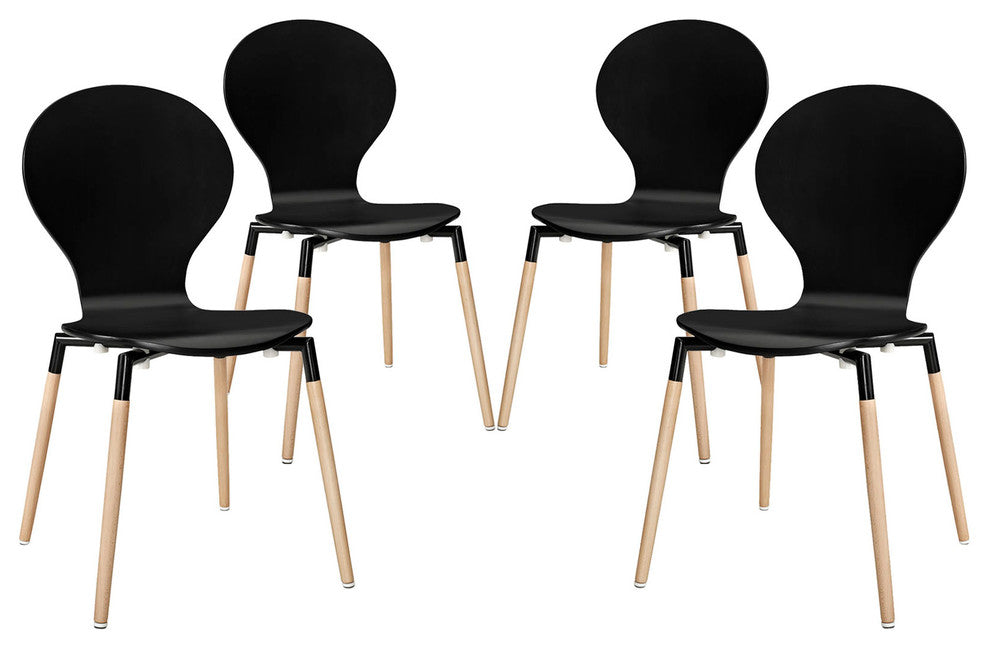 Modern Black Path Dining Chair Set of 4