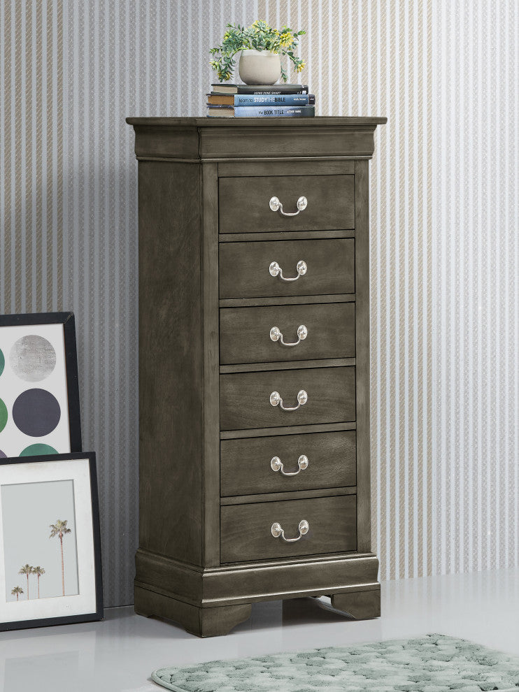 Louis Phillipe Gray 7 Drawer Chest of Drawers (22 in L. X 16 in W. X 51 in H.)
