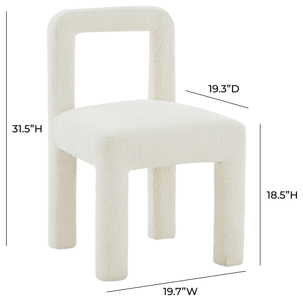 Hazel Boucle Dining Chair, Cream