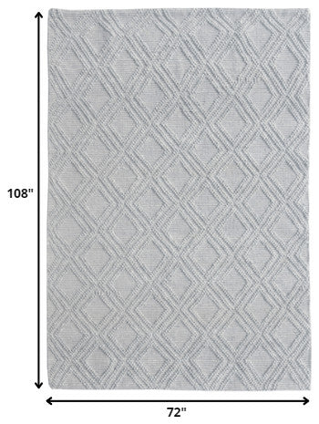 6"x9" Gray Diamond Lattice Modern Area Rug