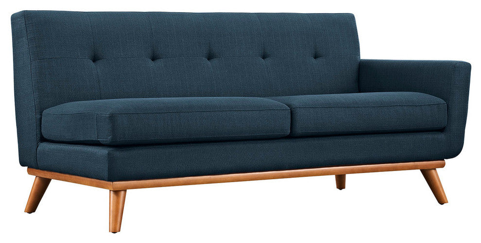 Modern Contemporary L-Shaped Sectional Sofa, Azure, Fabric