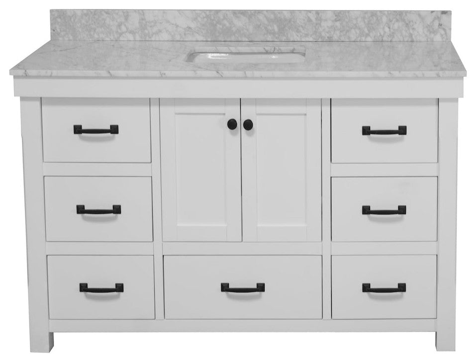 Tuscany 60" Bathroom Vanity, White, Carrara Marble, Single