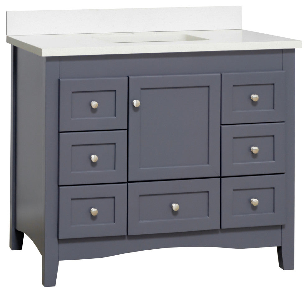 Abbey 42" Bathroom Vanity, Marine Gray, Quartz