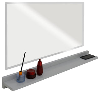 35" Light Gray Wireless Charging Shelf and Frameless Mirror Set