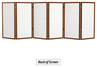 3' Tall Window Pane Shoji Screen, Walnut, 6 Panels