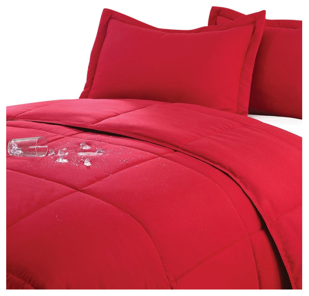 Lotus Home Water and Stain Resistant Microfiber Comforter Mini Set, Red, King
