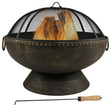 Sunnydaze Outdoor Firebowl Fire Pit With Handles and Spark Screen, 30"