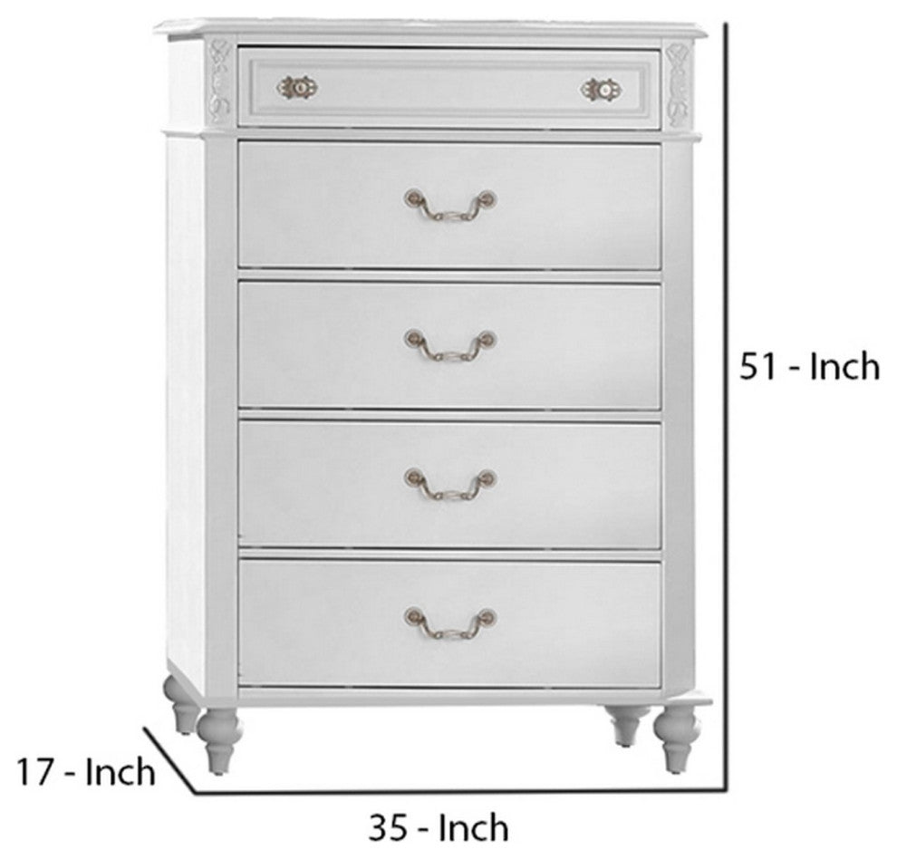 Chest with Molded Trim and Ornate Carvings, White