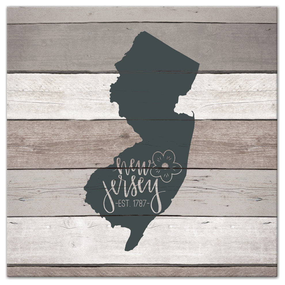 New Jersey Established 16x16 Canvas Wall Art