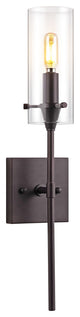 Cato 4.5" 1-Light Bohemian Farmhouse Glass LED Sconce, Oil Rubbed Bronze/Clear