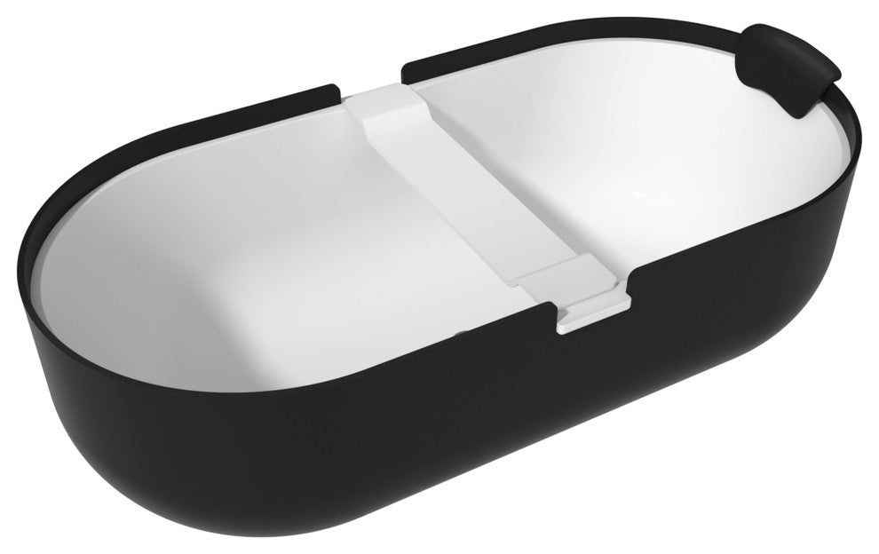 67in White Solid Surface Freestanding Soaking Bathtub with Drain, 71in