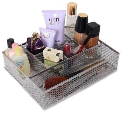 Silver Mesh Vanity Cosmetic Organizer/Tray