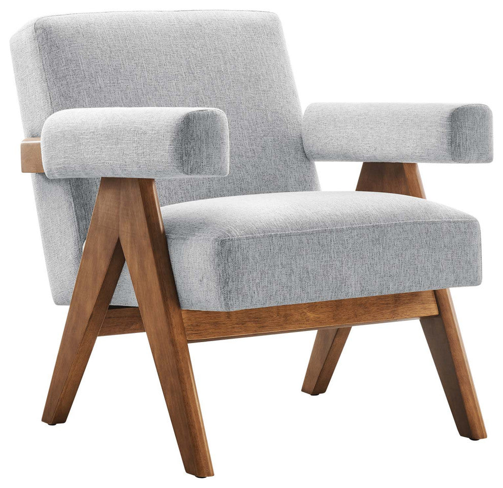 Lyra Fabric Armchair - Set of 2 - Light Gray Fabric
