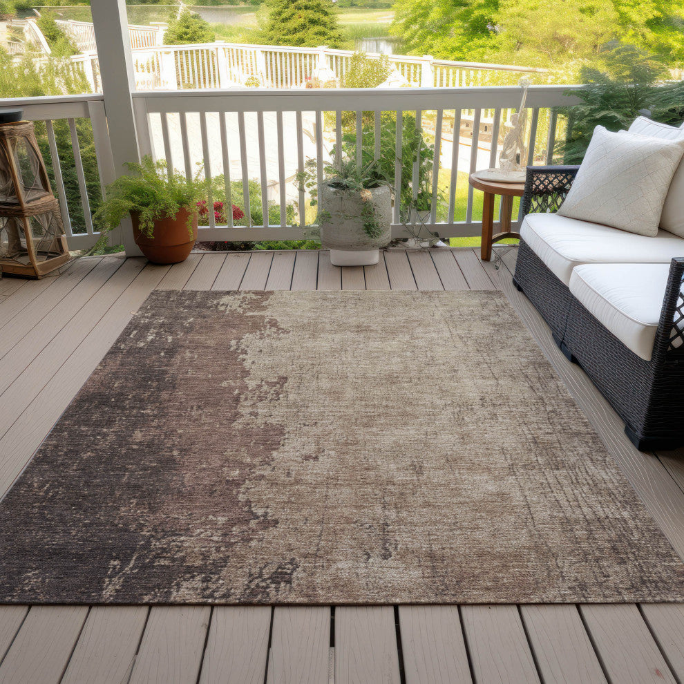 Machine Washable Indoor/Outdoor Chantille ACN1904 Chocolate 8' x 10' Rug