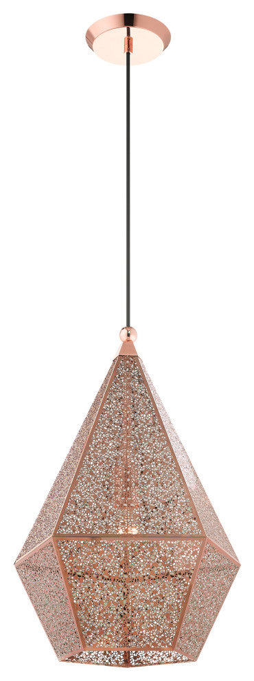 Livex Lighting Aberdeen 1 Light Rose Gold Large Pendant