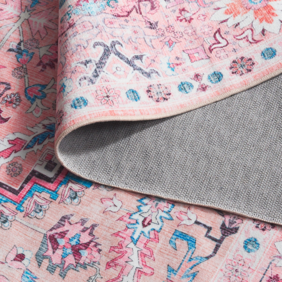 Safavieh Arizona Machine-Washable Collection ARZ315 Rug, Beige/Pink, 8'x10'