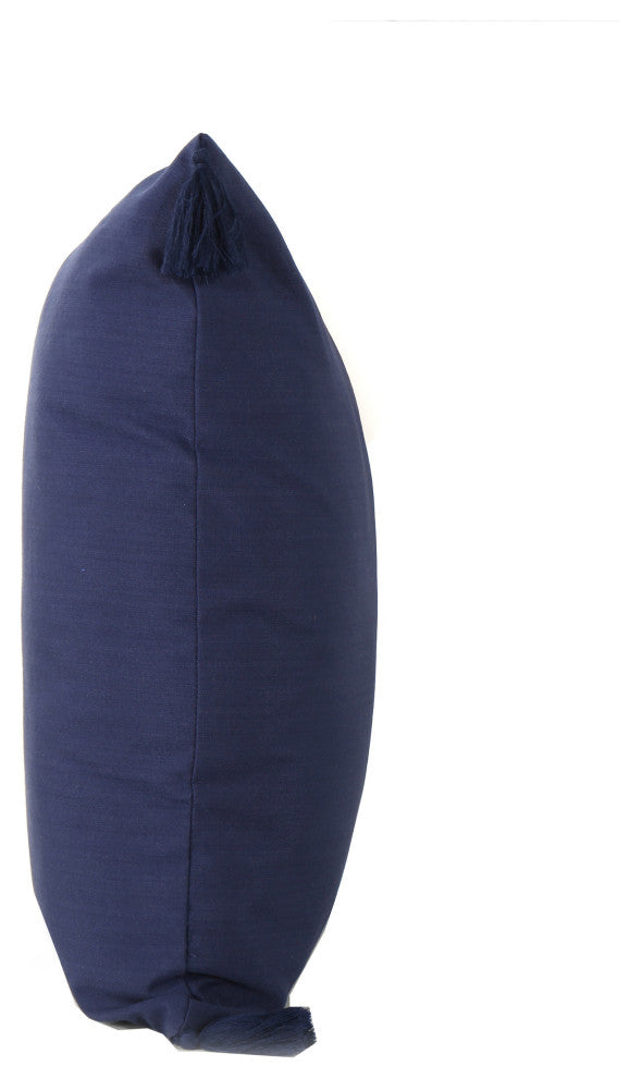 GDF Studio 4-Piece Nolan Fabric Tassel Throw Pillows Set, Dark Blue