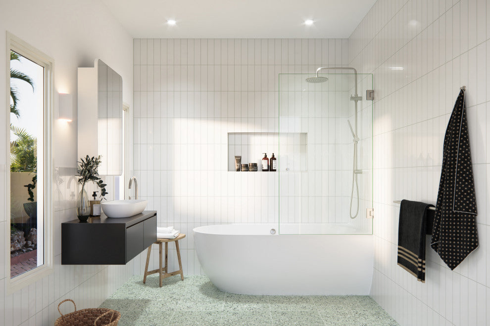 Glass Warehouse 58.25"x31.25" Frameless Shower Bath Door, Door Only, Brushed Nickel