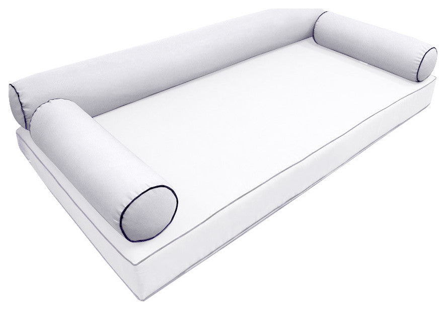 Style6 Twin Size Contrast Pipe Trim Bolster Pillow Outdoor Slip Cover ONLY AD105