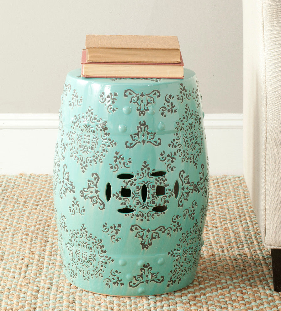 Safavieh Medallion Garden Stool, Robins Egg Blue