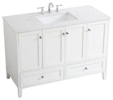 Elegant Decor Sommerville 48" Single Quartz Top Bathroom Vanity in White